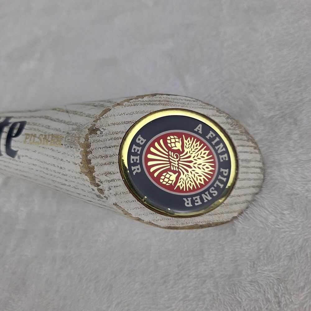 Vintage Miller Lite Original Pilsner Draft Beer Tap Handle White Wood - Picture 2 of 10